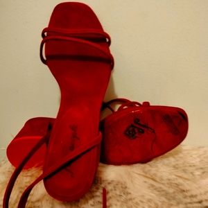 RED SUEDE UNIQUE FREE PEOPLE SANDALS S- 41
